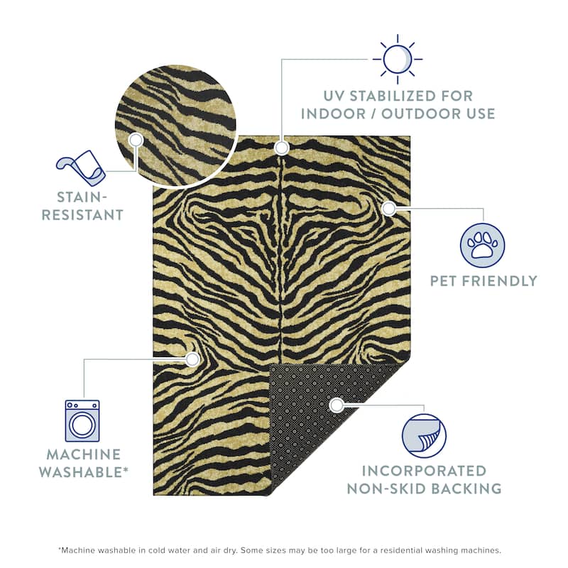 Indoor/ Outdoor Addison Safari Gazelle Animal Print Washable Area Rug