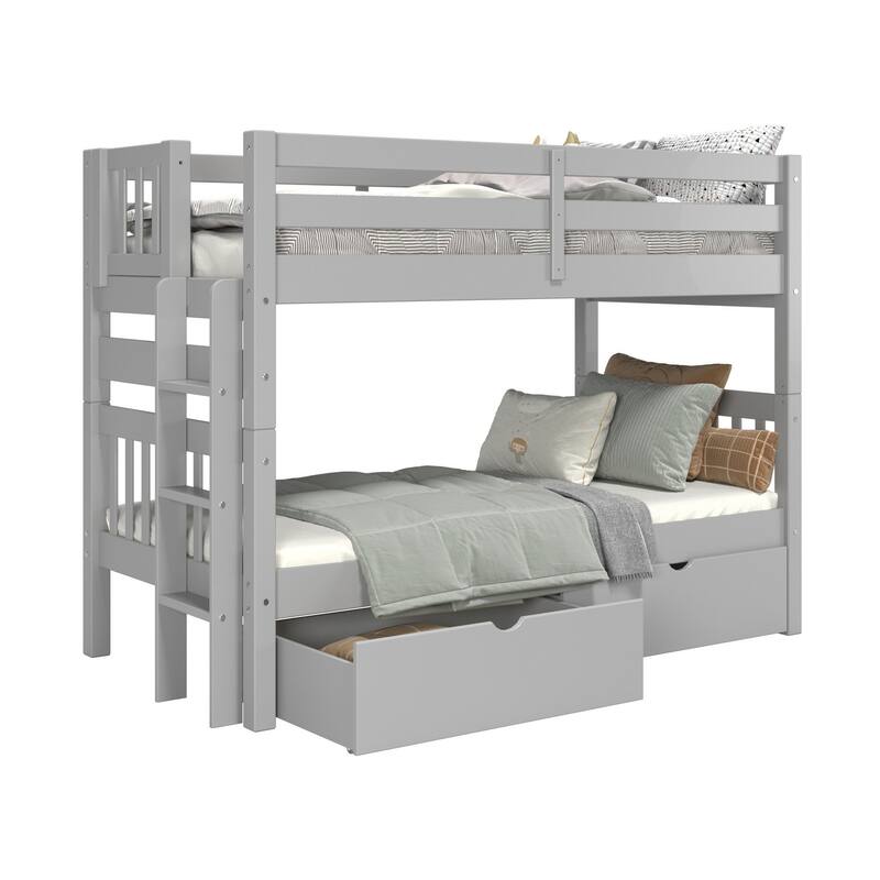 Taylor & Olive Trillium Twin over Twin Bunk Bed with Ladder, 2 Drawers
