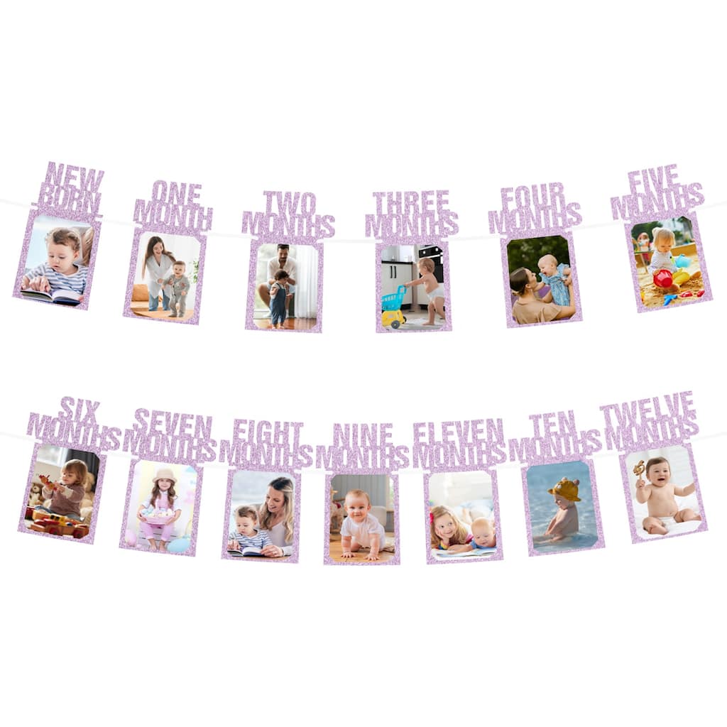 1st Birthday Photo Banner Decorations from 1 to 13 Months 13 Pieces