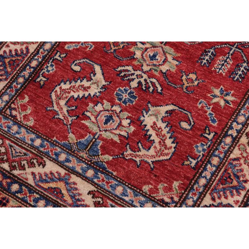 Southwestern Super Kazak Arden Red/Beige Hand Knotted Wool Rug - 2'8'' x 4'5''