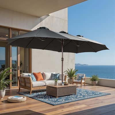 ​OVIOS 15ft Double Side Patio Umbrella Extra Large with Crank