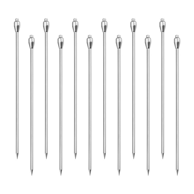 Metal Cocktail Toothpicks Drink Pick Cocktail Skewers 12Pcs - Silver