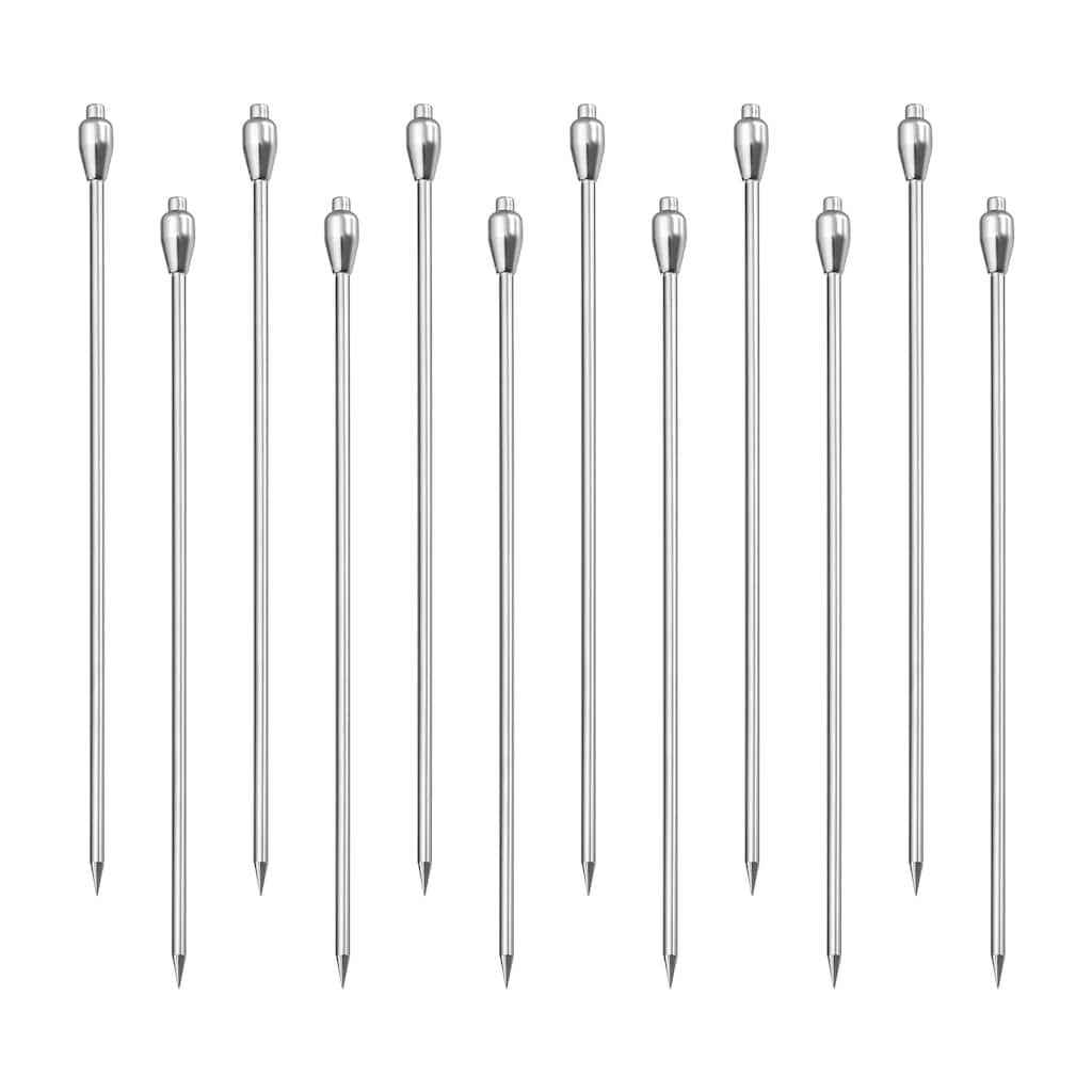 Metal Cocktail Toothpicks Drink Pick Cocktail Skewers 12Pcs - Silver