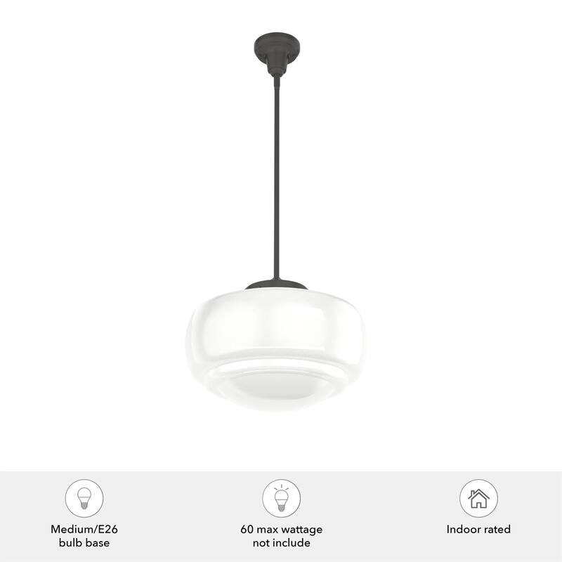 Hunter 16" Saddle Creek 1 Light Pendant / Semi-Flush Mount Ceiling Light - Entry, Kitchen Island, Dining Room - Schoolhouse