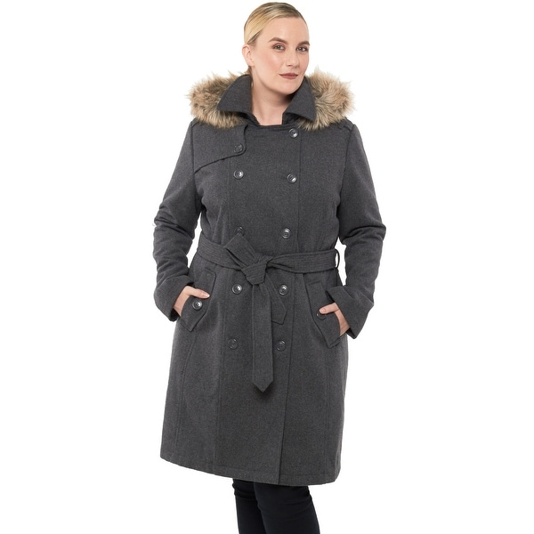 Alpine Swiss Womens Parka Trench Pea Coat Belt Jacket Fur Hood Reg & Plus Sizes. Opens flyout.