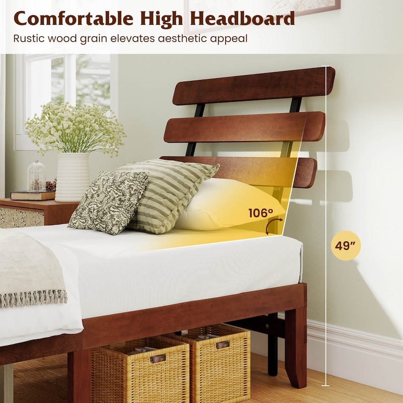 Costway 15.5 Inch Twin/Full/Queen Size Bed Frame with Retro Headboard