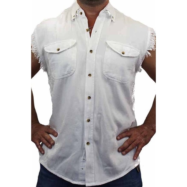 mens sleeveless denim shirt for sale