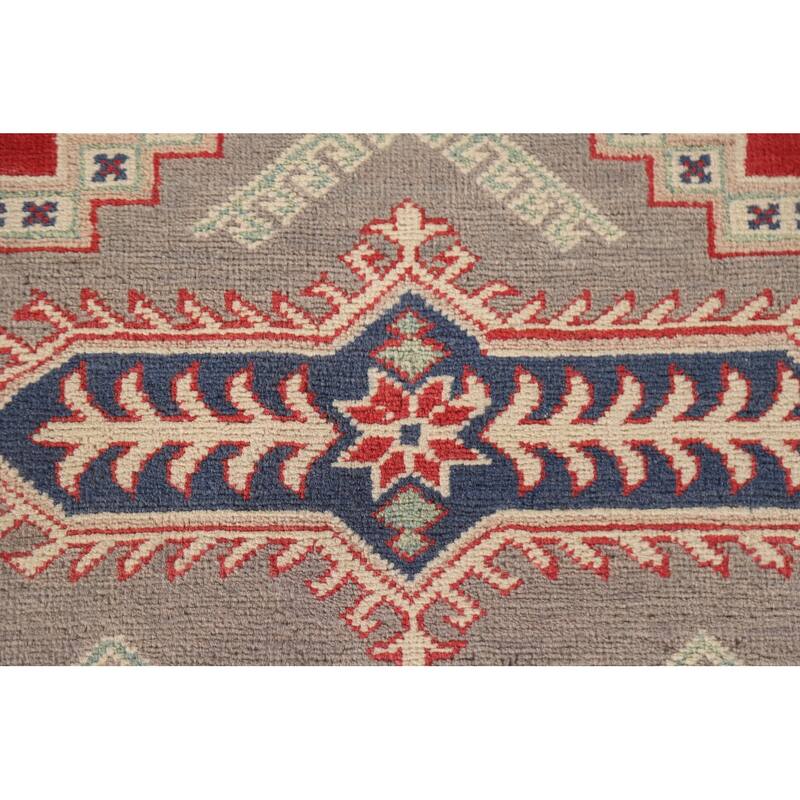 Hand Knotted Oriental 100% Wool Carpet Traditional Geometric Brown Kazak Area Rug - 9' 5'' X 6' 7''