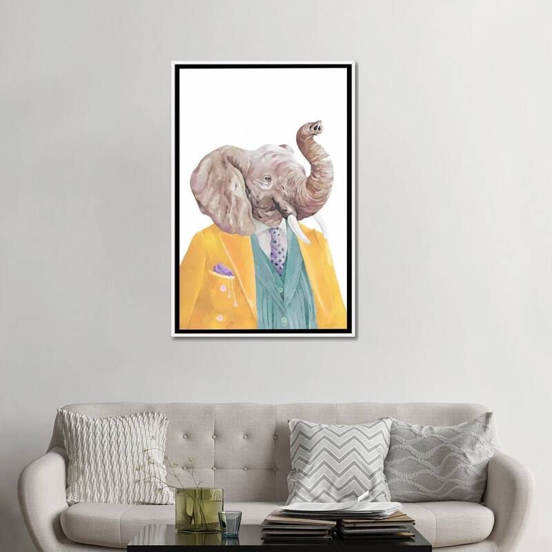 iCanvas "Golden Coated Elephant" by Animal Crew Framed