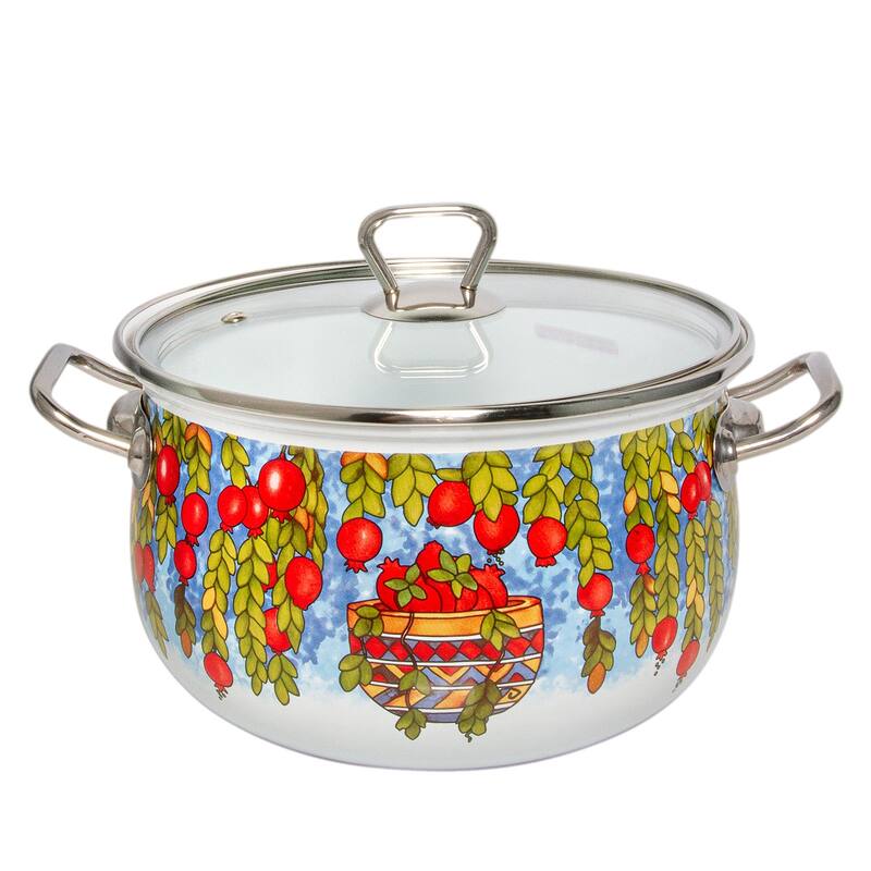 STP Goods Pomegranate Belly Deep Enamel on Steel Casserole w/Glass Lid