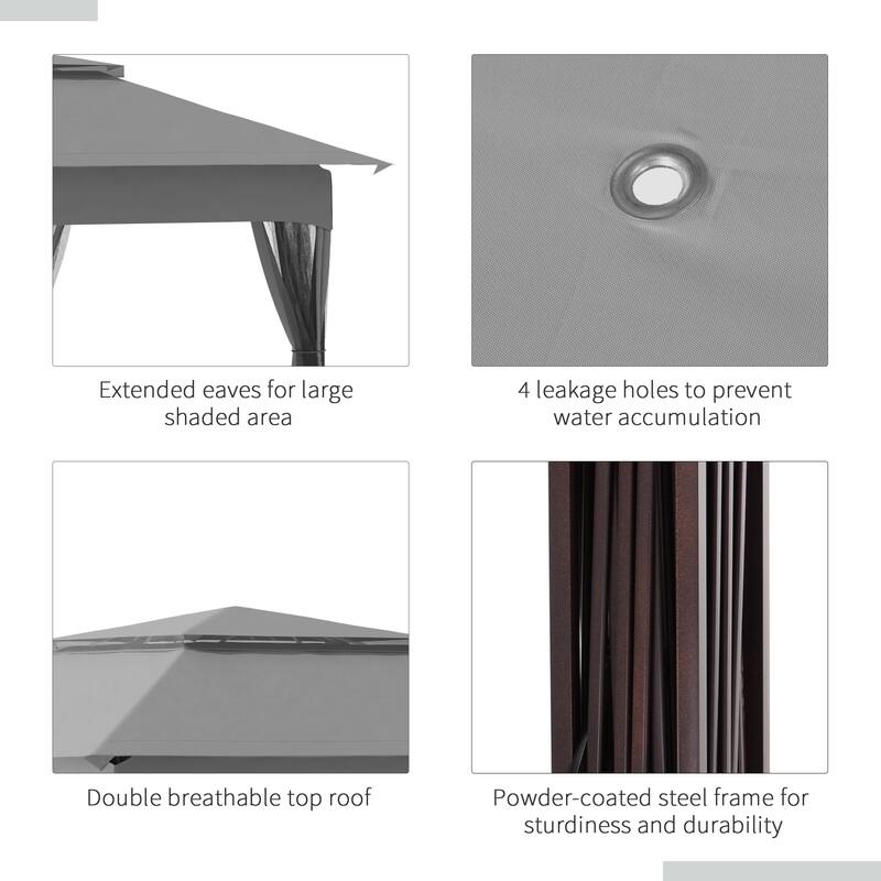 Outsunny 11' x 11' Pop Up Gazebo Canopy with 2-Tier Soft Top, and Removable Zipper Netting, Event Tent with Storage Bag