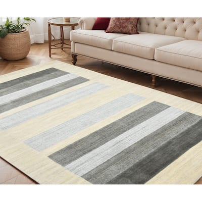HomeRoots Striped Transitional Rectangle Area Rug