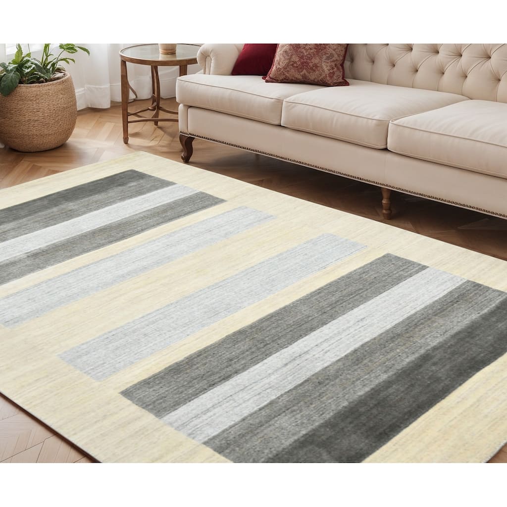 HomeRoots Striped Transitional Rectangle Area Rug