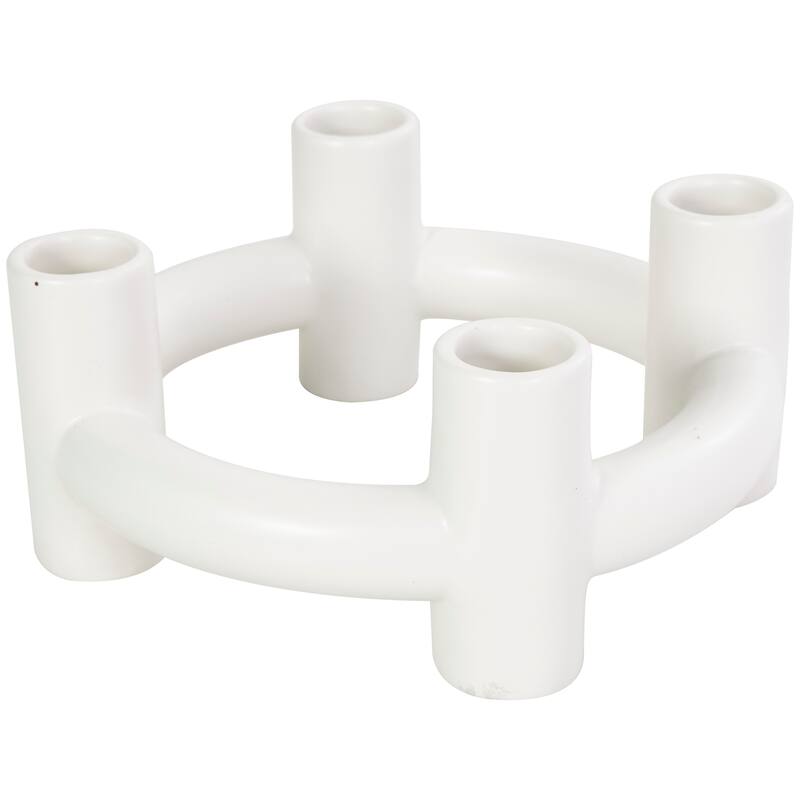 CosmoLiving by Cosmopolitan Black Ceramic Circle Geometric Candle Holder (Set of 2)