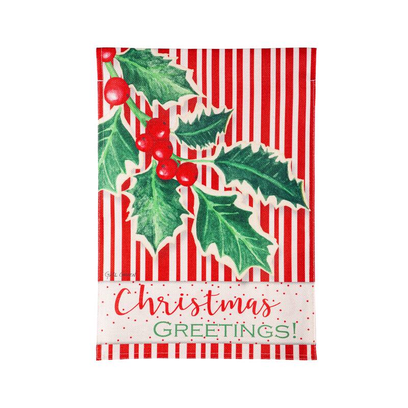12.5 in. x 18 in. Christmas Greetings Burlap Garden Flag - Multicolor - 12.5 in x 18 in