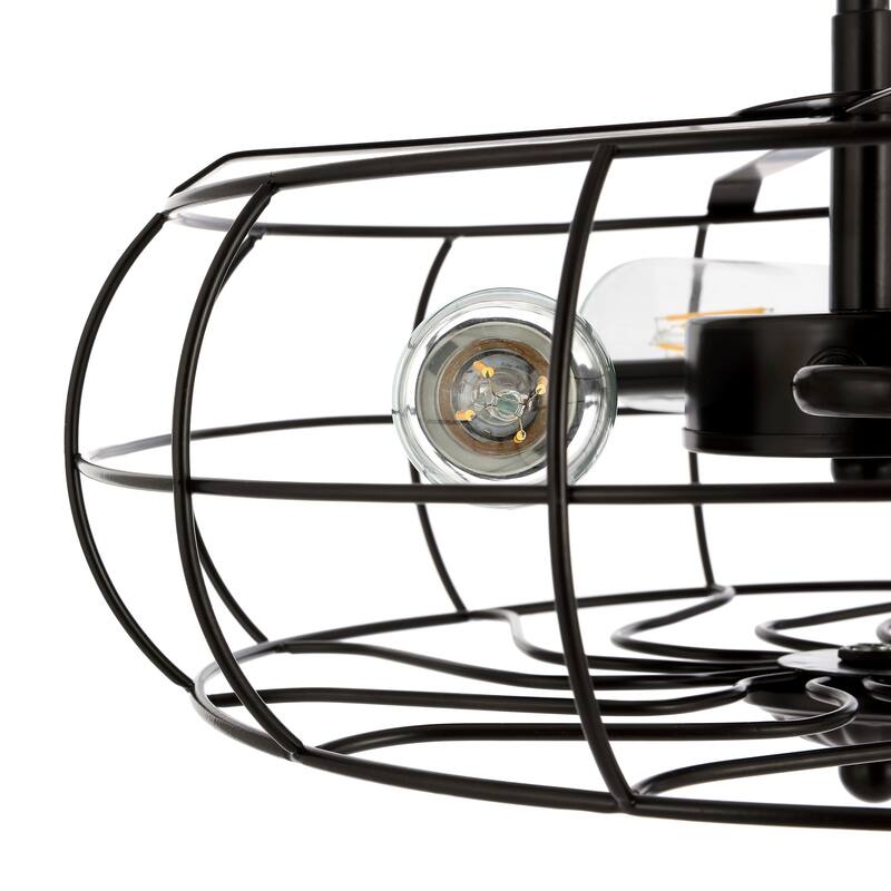 GetLedel 15-inch Farmhouse 3-Light Caged Semi Flush Mount Ceiling Light