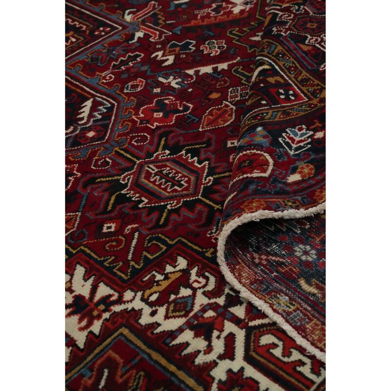 Hand Knotted Oriental 100% Wool Carpet Traditional Medallion Red Heriz Area Rug - 10' 0'' X 7' 1''