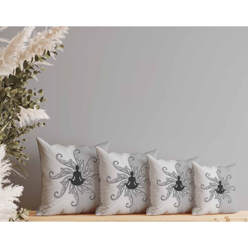 Mystic Silence Indoor/Outdoor Reversible Throw Pillow Silver and Dark