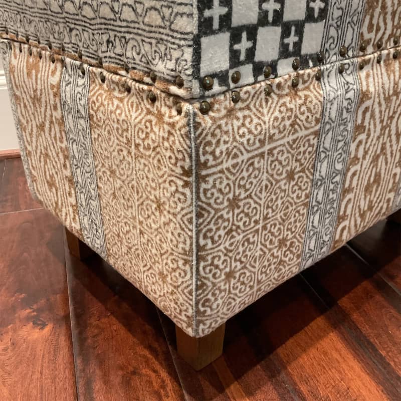 HERAT ORIENTAL Handmade Cloth Upholstered Wooden Storage Stool