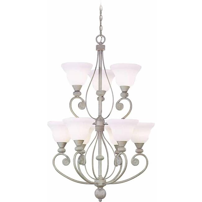 Volume Lighting V7699 Kyoto 9 Light 2 Tier Chandelier - Platinum Rust - Platinum Rust
