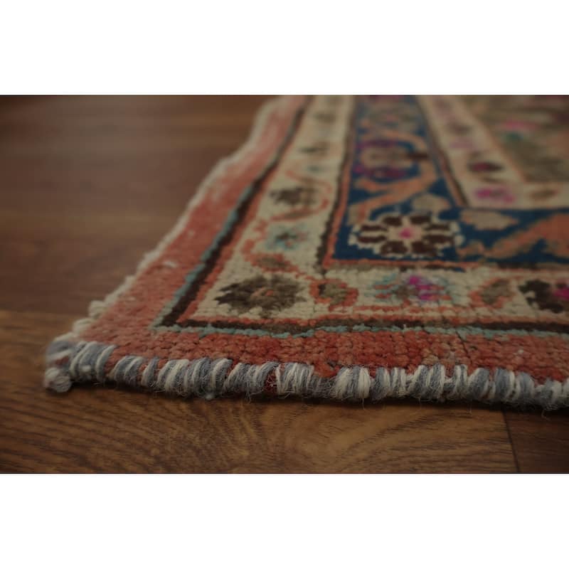 Hand Knotted Oriental 100% Wool Carpet Traditional Floral Coral Mashad Area Rug - 11' 4'' X 8' 1''