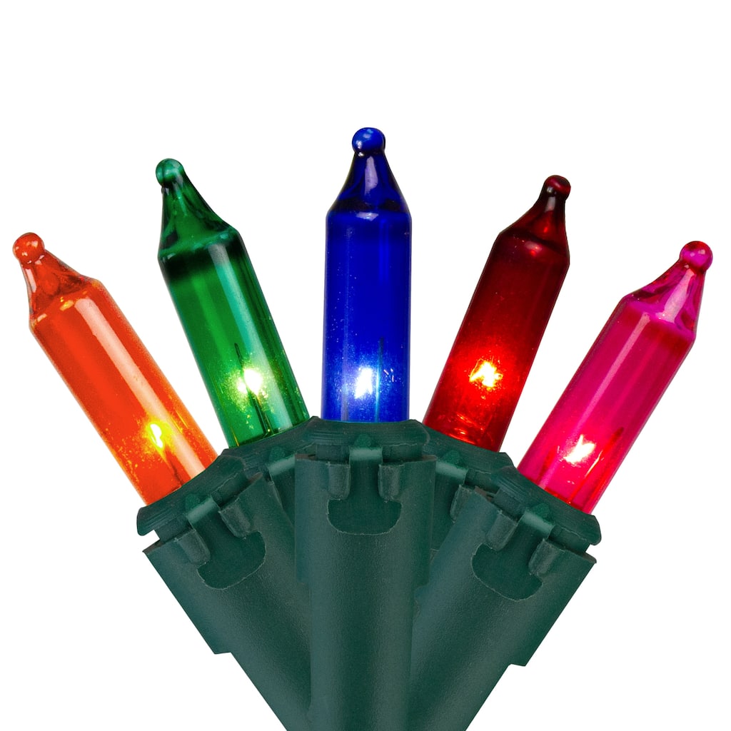 Mini Incandescent Christmas Lights - Multi-color - 4' Green Wire - 20ct