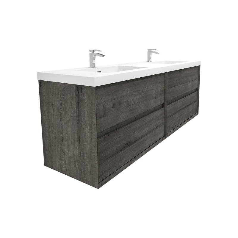 Selina 72" Wall Mounted Vanity with Double Sink - 72