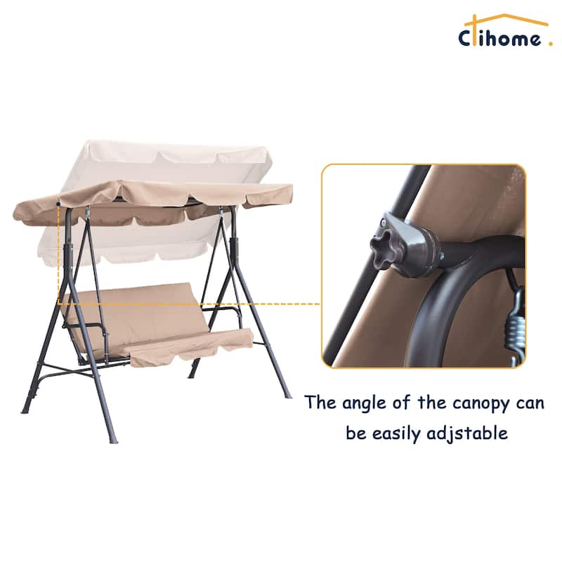 Clihome 3 Person Outdoor Porch Swing with Removable Cushions