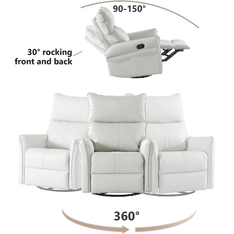 Rocking Swivel Recliner Chair with 360° Rotation and Side Pocket
