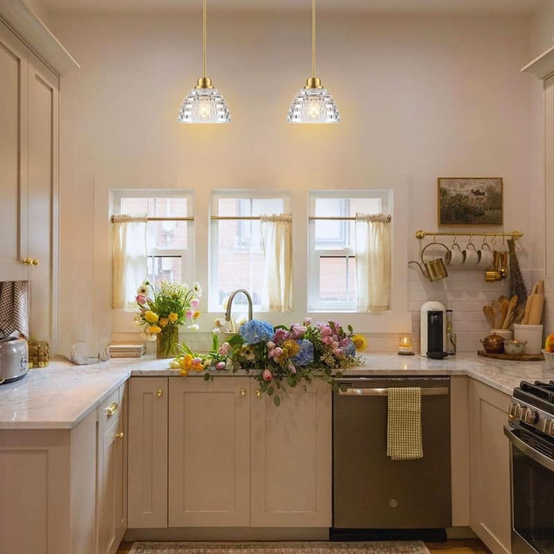 2 Pack bulbs light gold light fixtures glass, metal pendant light