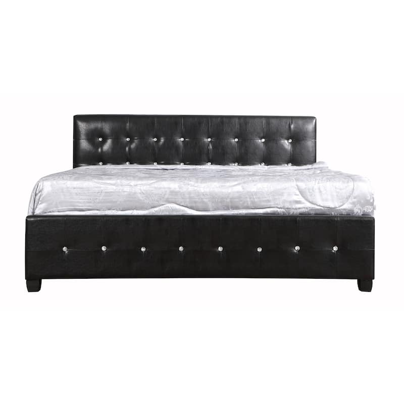 Diamond Jewel Tufted Faux Leather Bed
