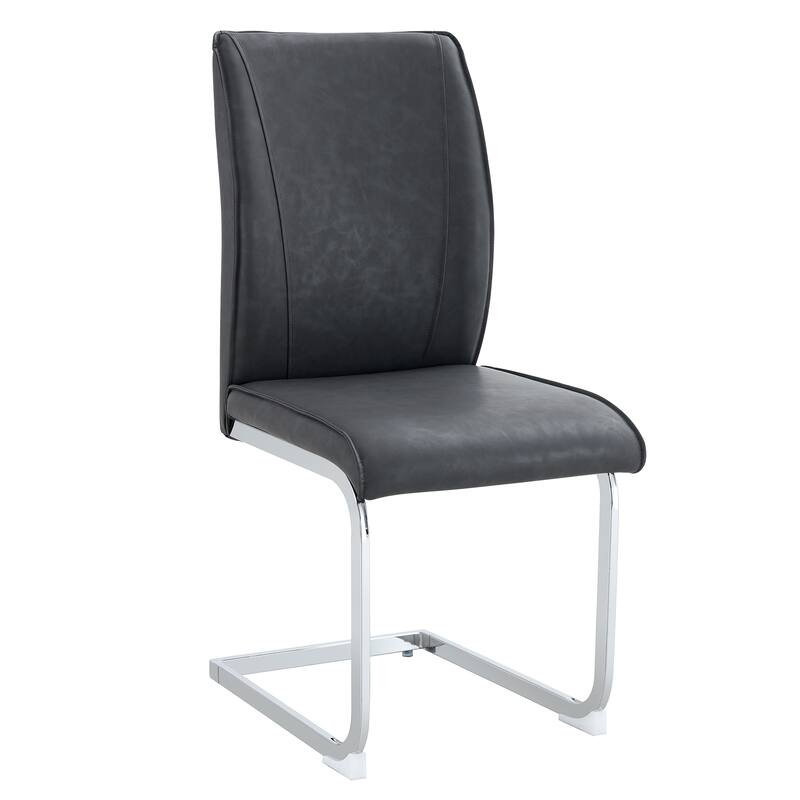 Set of 4 High Resilience Dining Chair with Arched Metal Silver Leg