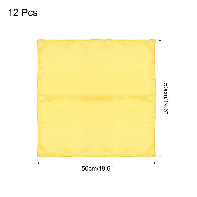 12pcs Satin Table Napkins Polyester Square Bright Table Napkin 20"x20" - Yellow