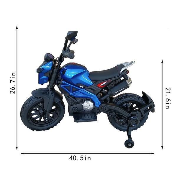 dimension image slide 2 of 3, Electric Dirt Bike for Kids, 12V Ride-On Motorcycle with PU Seat, Music, and LED Headlight, Ages 3-6