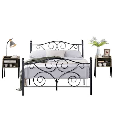 Taomika 3-Pieces Bedroom Sets with Black Bed Frame