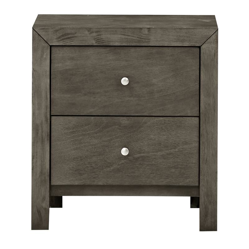 Sleek Gray Nightstand with Two Drawers