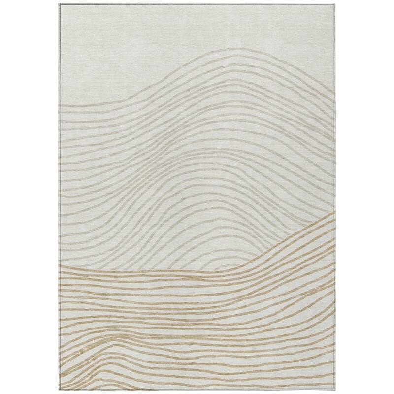 Machine Washable Indoor/ Outdoor Modern Arches Chantille Rug