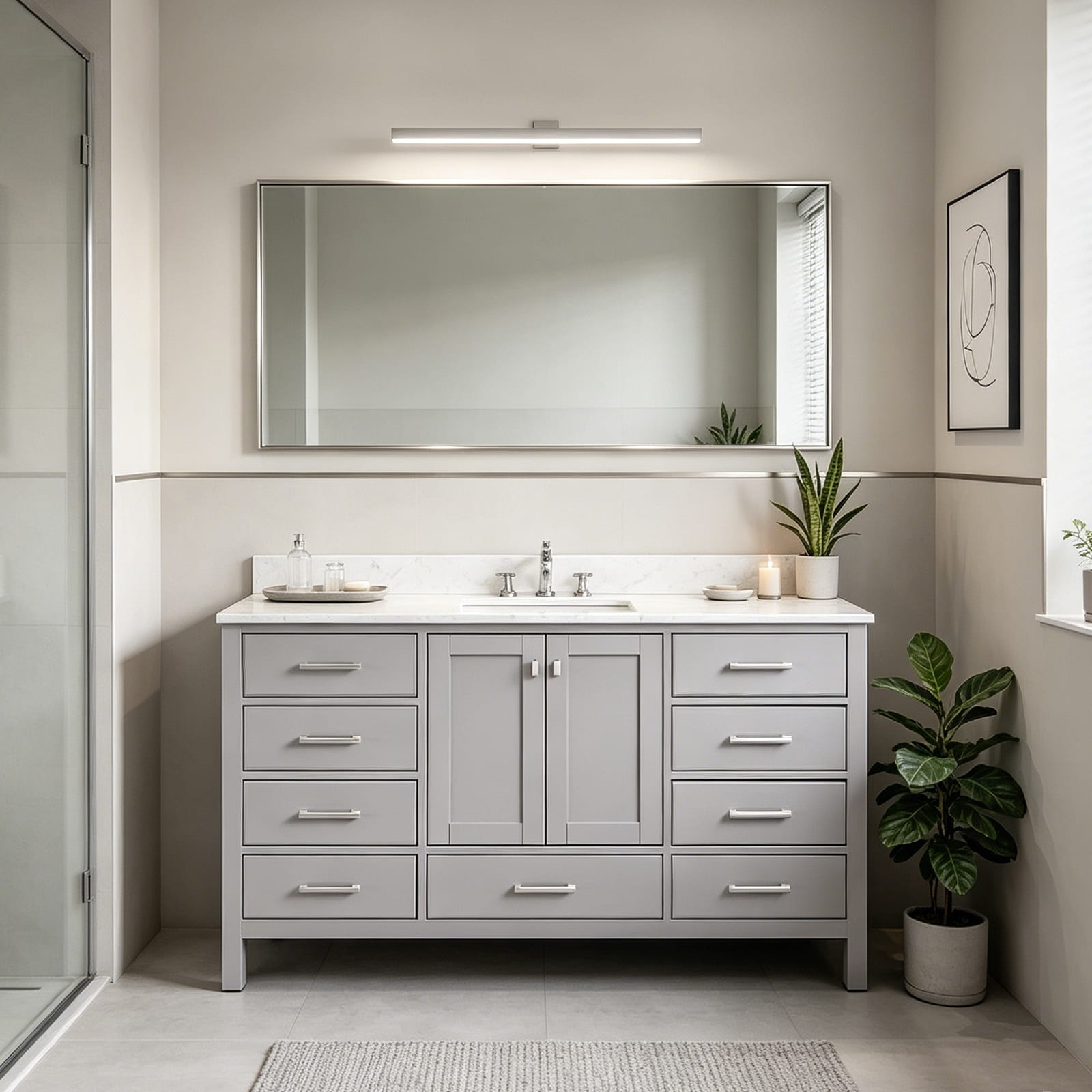 Nephelily 60 in. 72 in. 84 in. Soft Grey Bathroom Vanity with Top