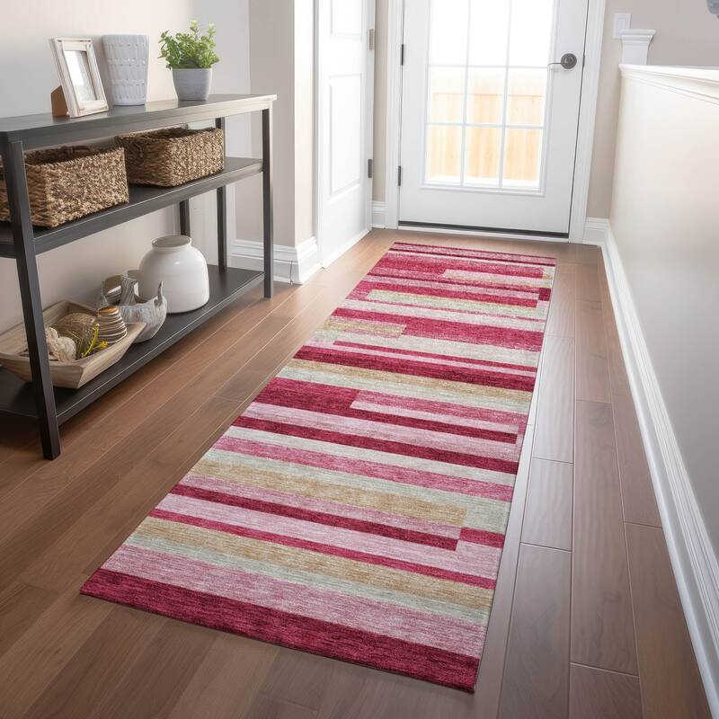 Premium Washable Super Soft Stripes Stacked Mayfield Rug - Blush - 2' 3" x 7' 6" - Runner