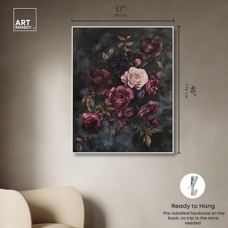 Vintage Dark Roses Canvas by Art Remedy