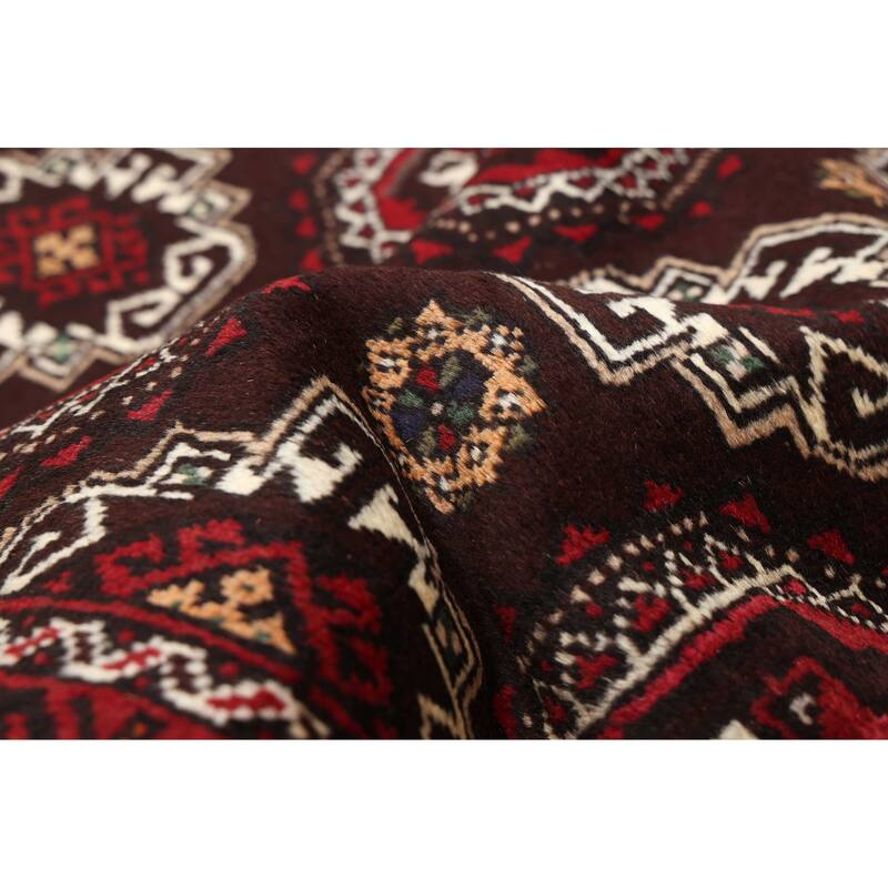 ECARPETGALLERY Hand-knotted Baluch Dark Brown Wool Rug - 3'0 x 5'9