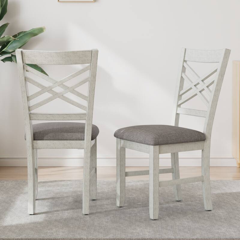 VECELO 6/8-Piece Dining Table Set with Bench, Solid Wood Rectangular Extendable Dining Table & 4 Solid Wood Dining Chairs