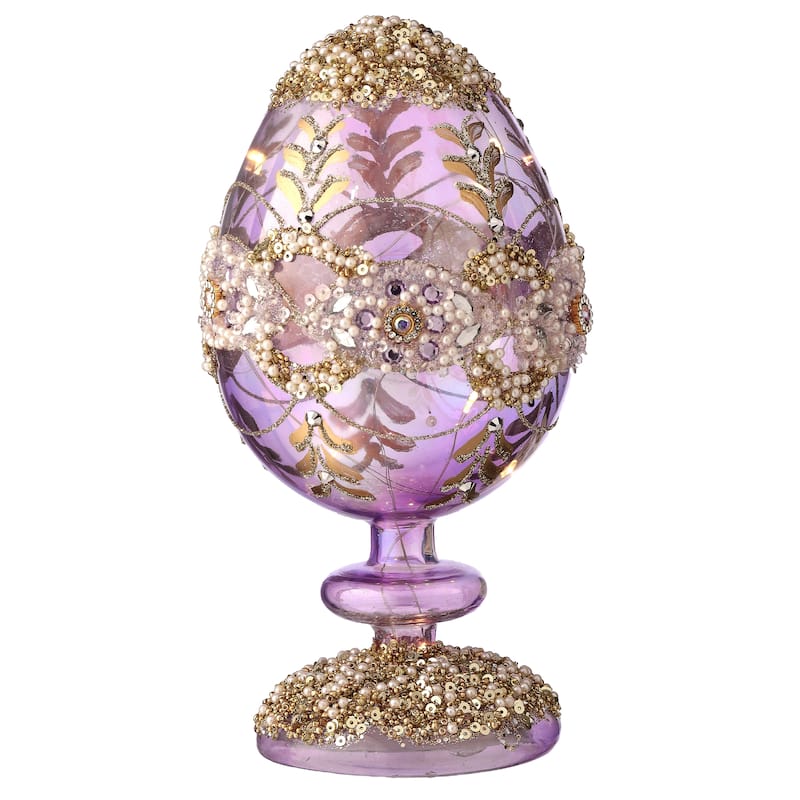 8"Glass LED Egg Pedestal With Jewel