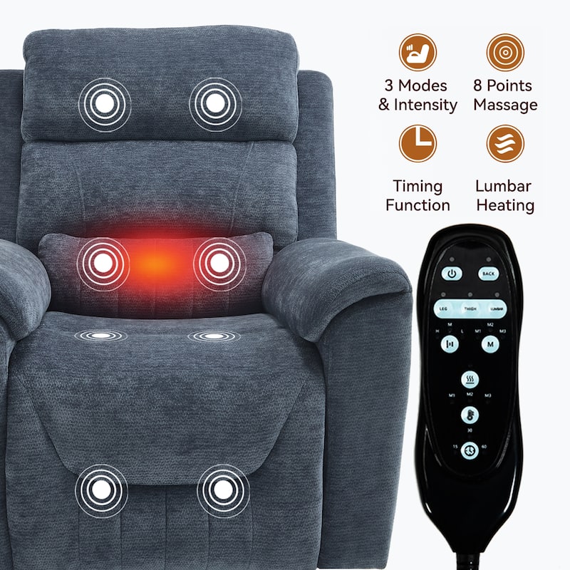 350 Lbs Leatherair Power Lift Recliner Chair,Heavy Duty Motion Mechanism With 8-Point Vibration Massage And Lumbar Heating