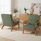 preview thumbnail 22 of 141, 25" W Mid Century Upholstered Wood Accent Chair with Pillow set of 2