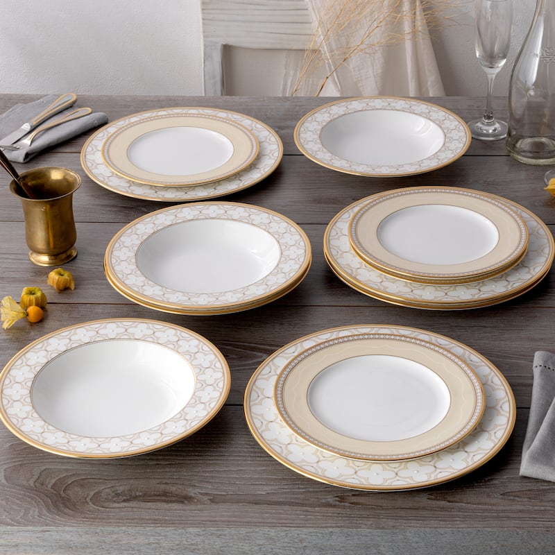 Noritake Trefolio Gold Set Of 4 Dinner Plates, 11"