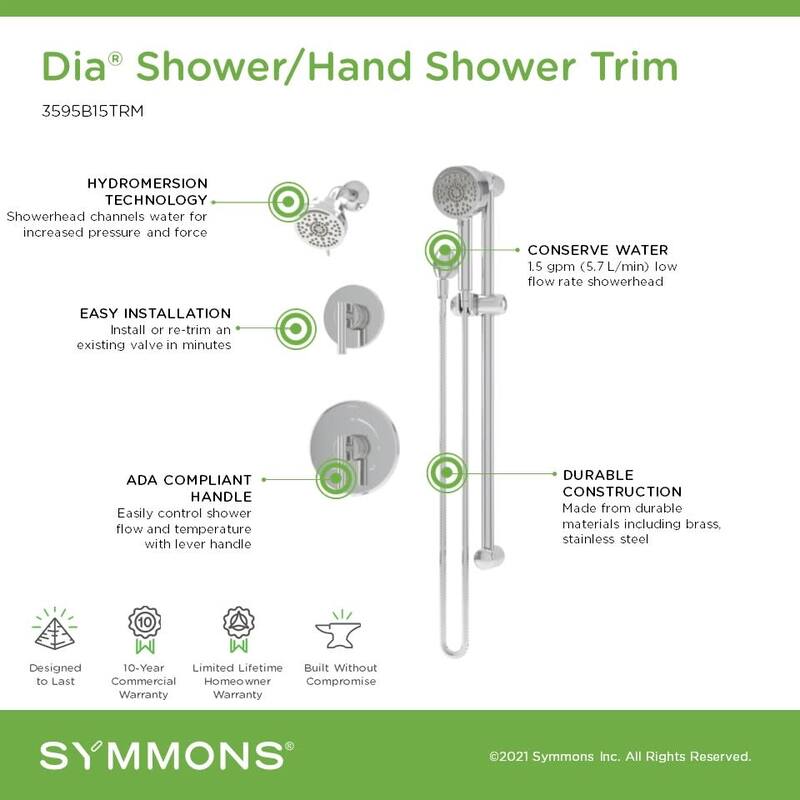 Symmons 3595B15TRM Dia HydroMersion Pressure Balanced Shower System