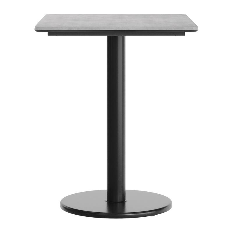 Commercial HPL Tabletop with Table Height Round Base - 29.75"W x 23.75"D x 29.5"H