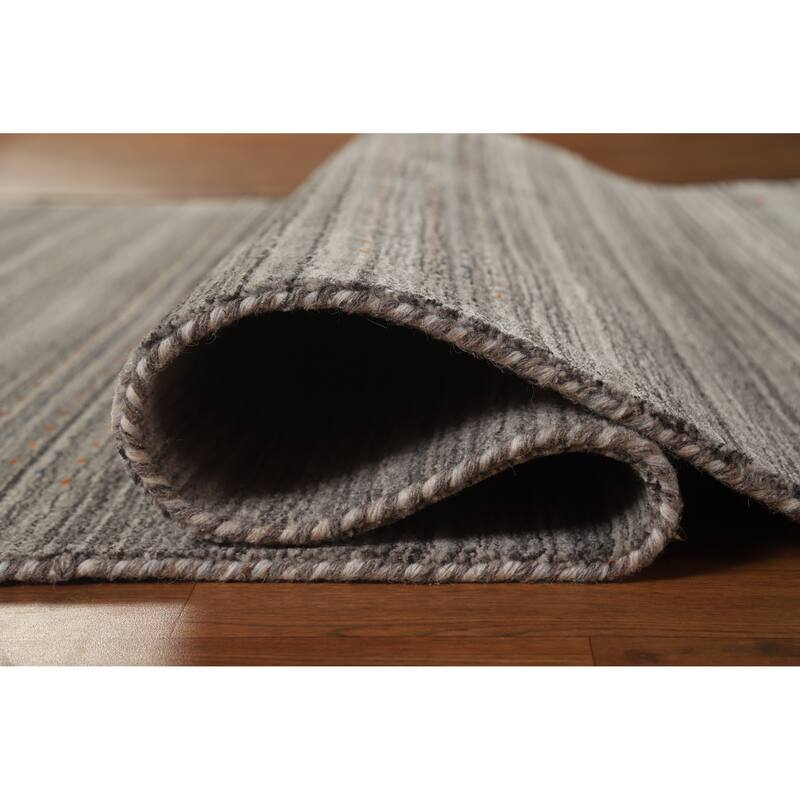 Hand Knotted Oriental 100% Wool Carpet Tribal Tribal Greys & Charcoal Gabbeh Area Rug - 7' 8'' X 5' 0''