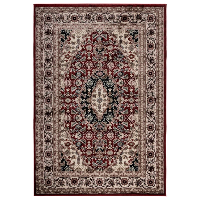 Hollywood Collection Red/Ivory Area Rug